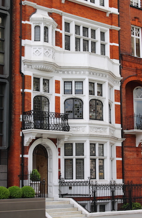 Detailed view of a typical british red brick mansion
